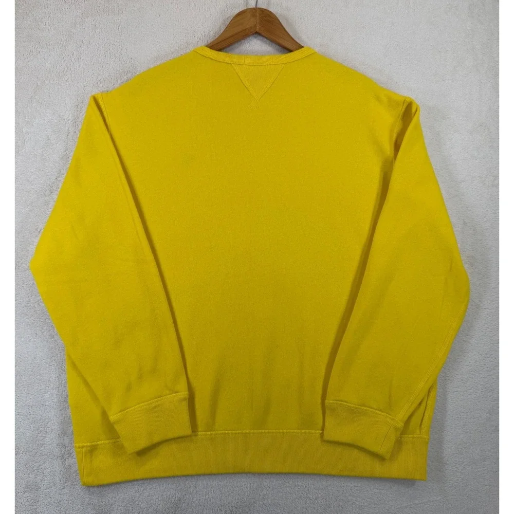 Polo Ralph Lauren Mens XL Yellow Crewneck Sweatshirt Blue Pony Fleece Pullover